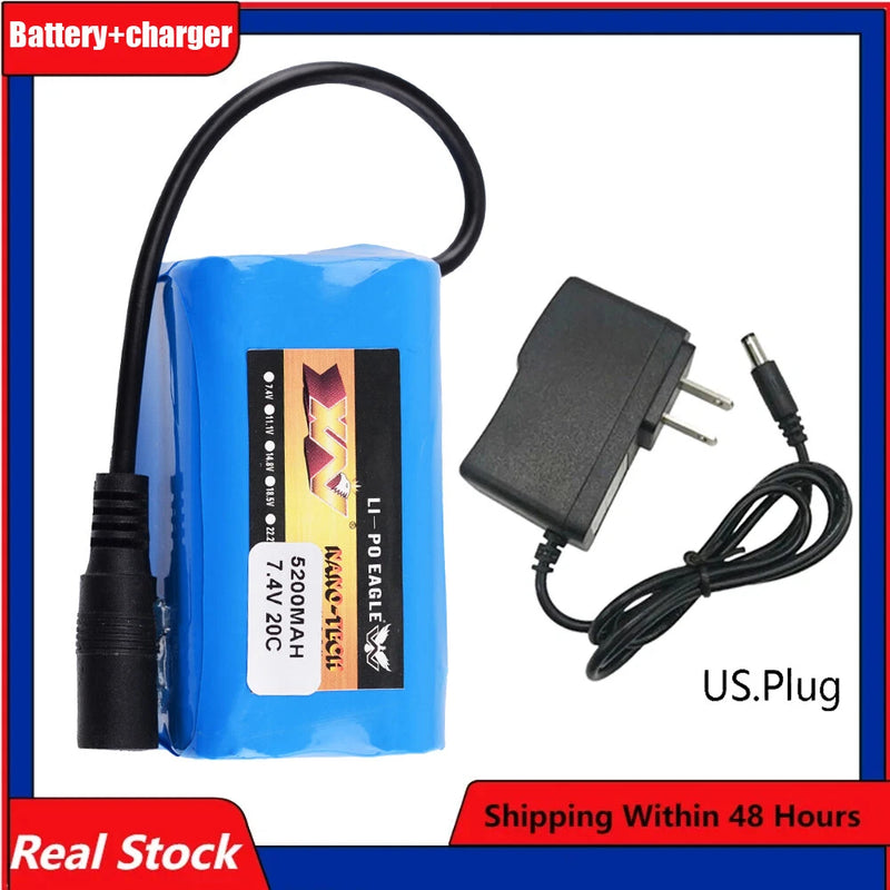 7.4V 5200mah Lipo battery For T188 T888 2011-5 RC Fish Finder Fishing Bait Boat