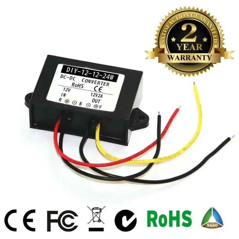 Input Voltage Converter Waterproof Reducer Regulator DC 9V-23V TO 12V 2A 24W