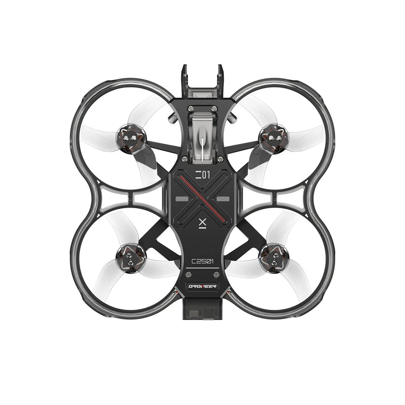 FPV drone with four propellers and a black circular frame