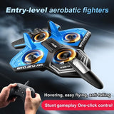 RC Jet Glider Foam Drone for Kids 360 Flip Stunt Plane One-Key Takeoff Blue/Red