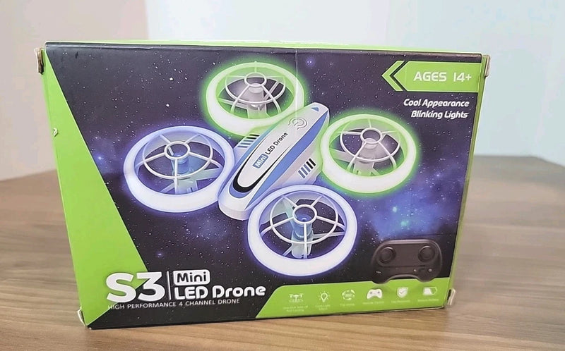 LED mini quadcopter drone box with remote and glowing prop lights