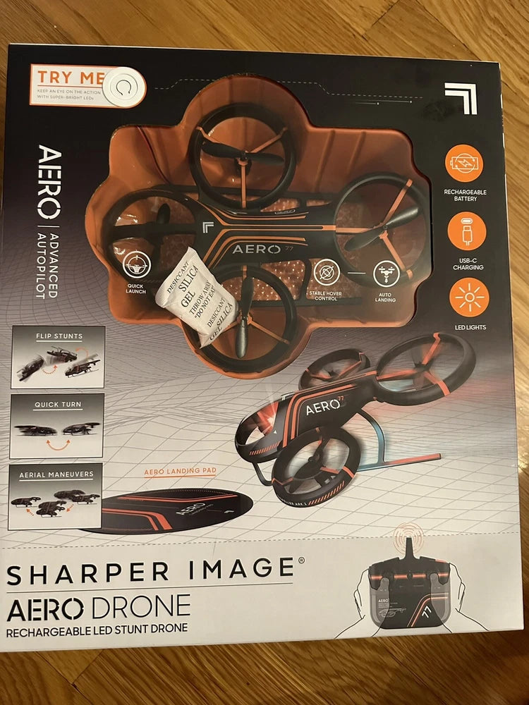 Rechargeable stunt drone in retail box, with controller and folding prop arms