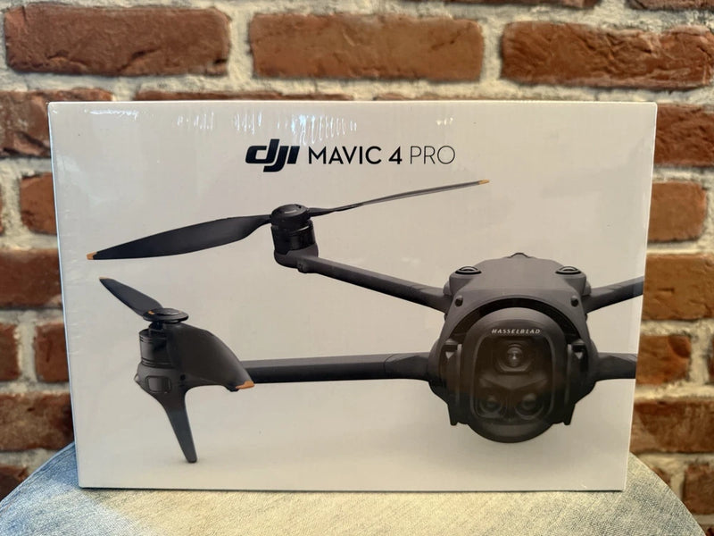 DJI Mavic 4 Pro drone retail box showing front quadcopter view