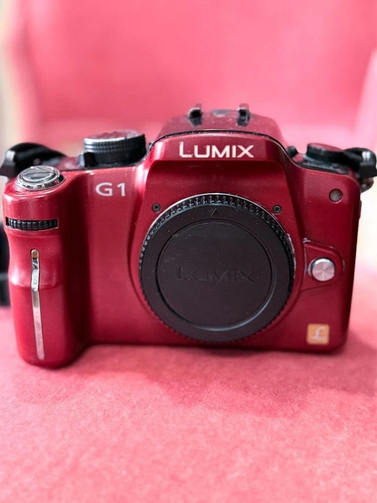 Fully Functional LUMIX G1 Red Mirrorless SLR Camera; Sticky Residue Removed.