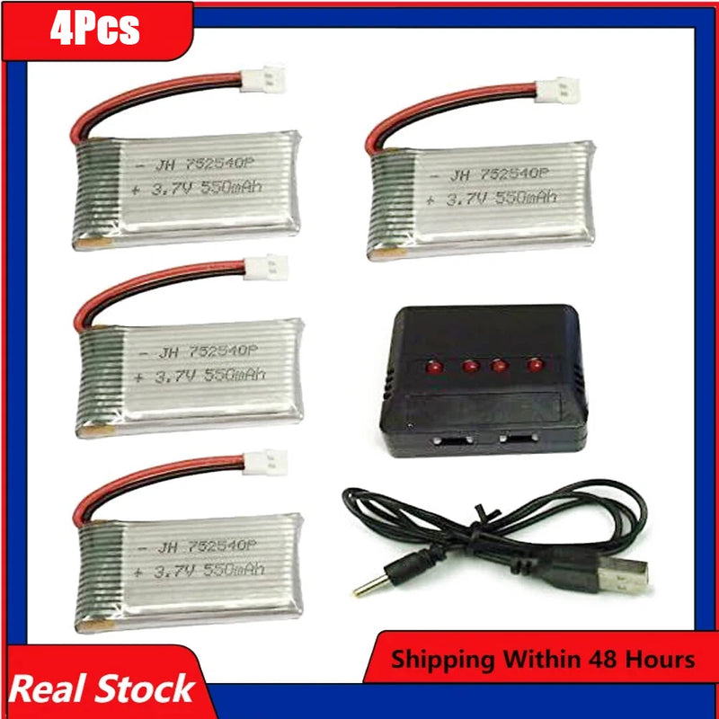 4pcs 3.7V 550mAh Lipo Battery and 4 in 1 Charger for Syma X5 X5C X5C 1 RC Drone