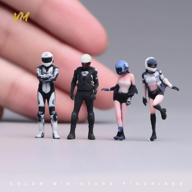 1/64 Miniatures Motorcycle Helmet Man Girls Scene Props Model Figures For Cars