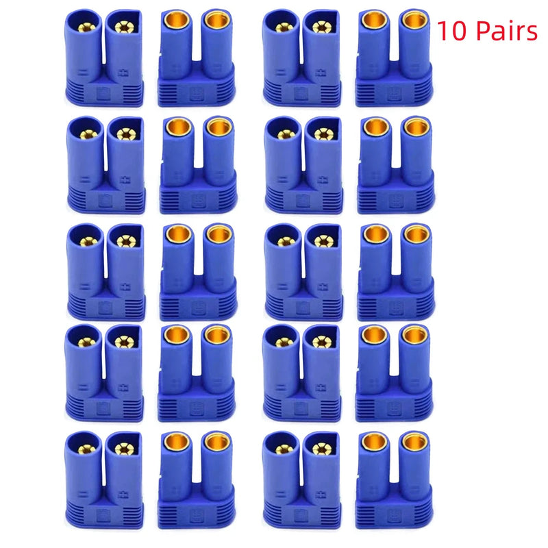 Blue RC battery connector plug with gold pins, 10 pairs