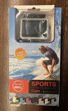 Sports action camera retail box, waterproof, Full HD 1080p, 2-inch LCD, wide-angle