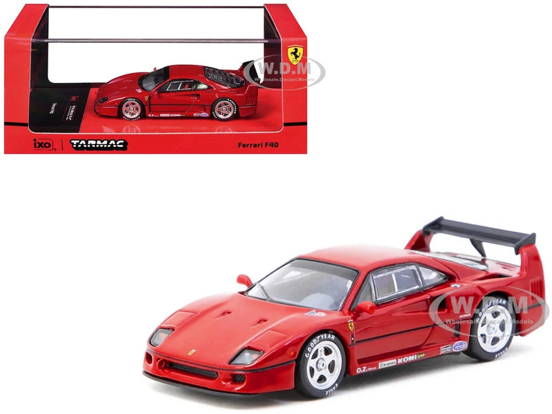FERRARI F40 RED 1/64 DIECAST MODEL CAR BY TARMAC WORKS T64R-076-RE2