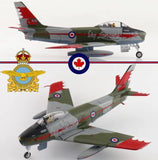 Canadair Sabre Mk 5 scale model with red, gray, and olive-green finish and landing gear
