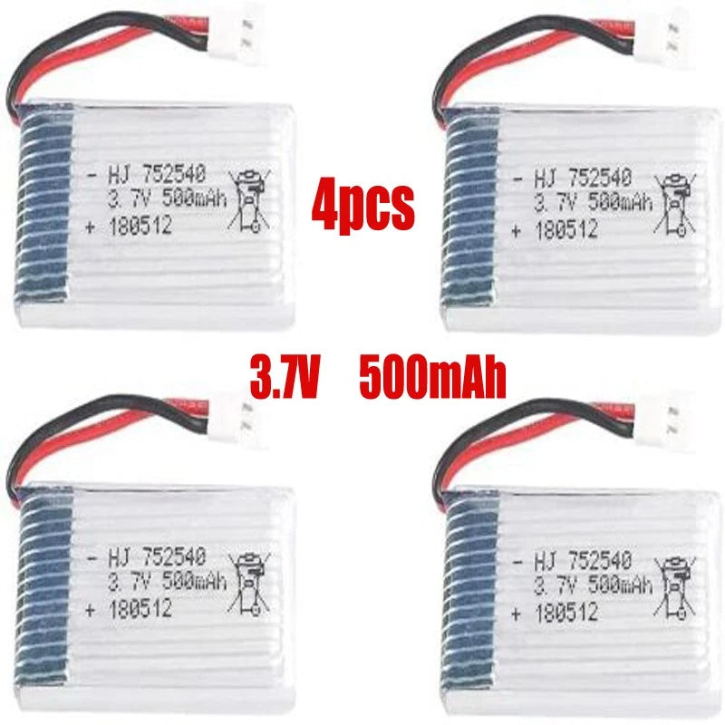 4pcs Lipo Batteries 3.7v 500mAh Rc Drones Syma X5 X5C X5SC X5SW, Cheerson CX-30W Battery