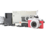 English OK [ MINT in BOX ] Panasonic LUMIX DMC-GF7 16MP Pink 12-32mm 35-100mm