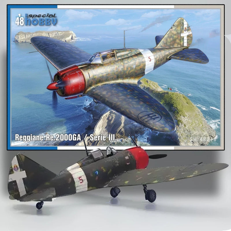 1/48 WWII fighter aircraft scale model kit, camouflage with red nose and propeller