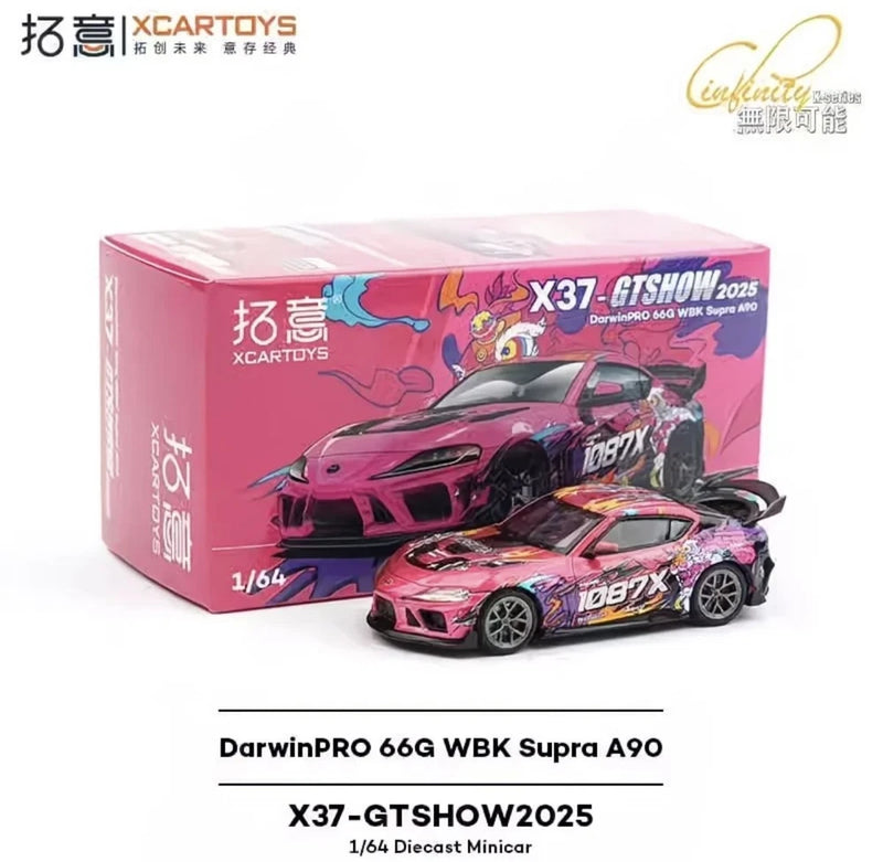 Pink 1/64 die-cast minicar set with two race cars and gift box
