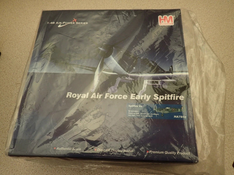 Sealed 1:48 RAF Early Spitfire Mk Vb model kit box, Royal Air Force design