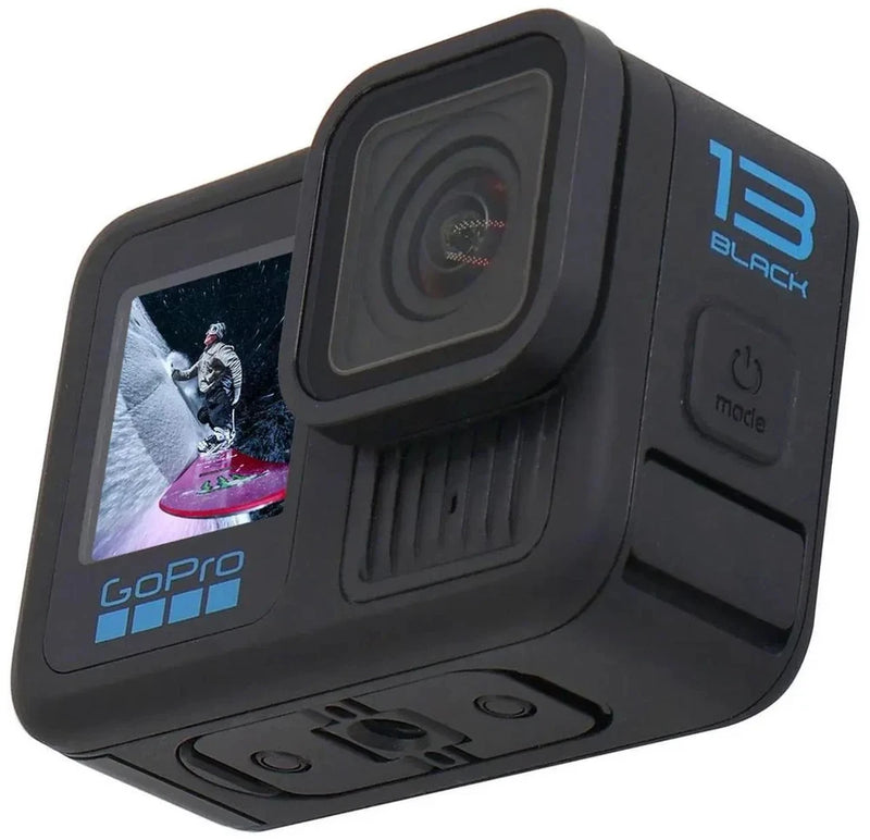 GoPro HERO13 action camera in black with front lens and small screen display