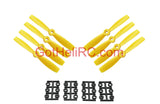Yellow 5x4.5 bullnose FPV propellers with mounting hardware