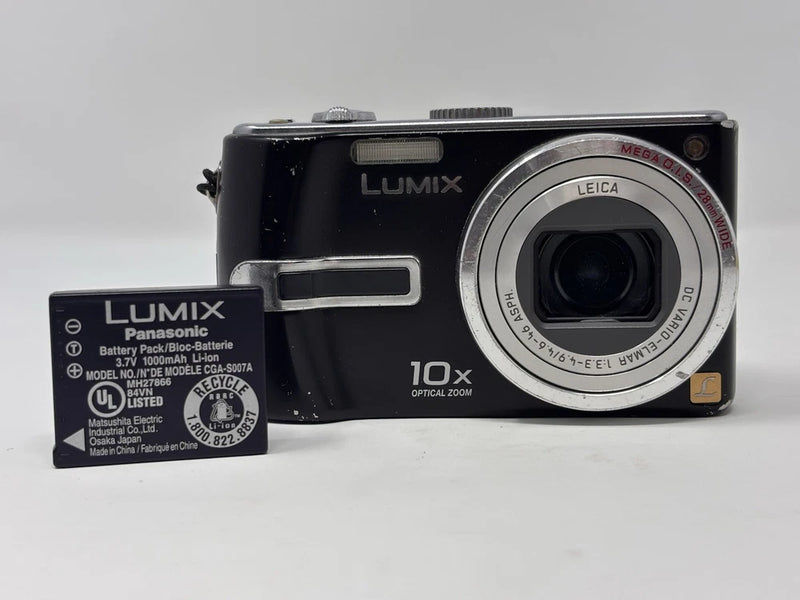 Panasonic Lumix DMC-TZ3, 7.2 Megapixels, 10x Zoom Black With Battery - Untested