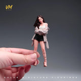 1/18 1/43 1/64 1/87 Miniatures Black PU Shorts Girl Scene Props Figure For Cars