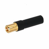 Black rubber bullet connector with gold banana plug end, 5mm female to 6.5mm male