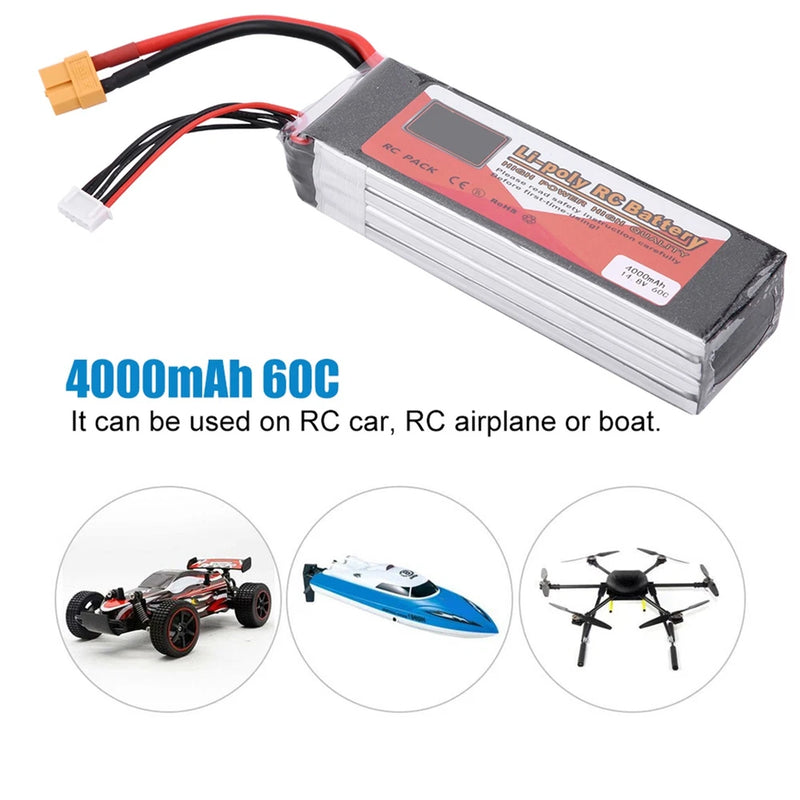 (4000mAh 60C)ZOP POWER 4S 14.8V 4000mAh 60C Rechargeable LiPo Battery With NY Battery