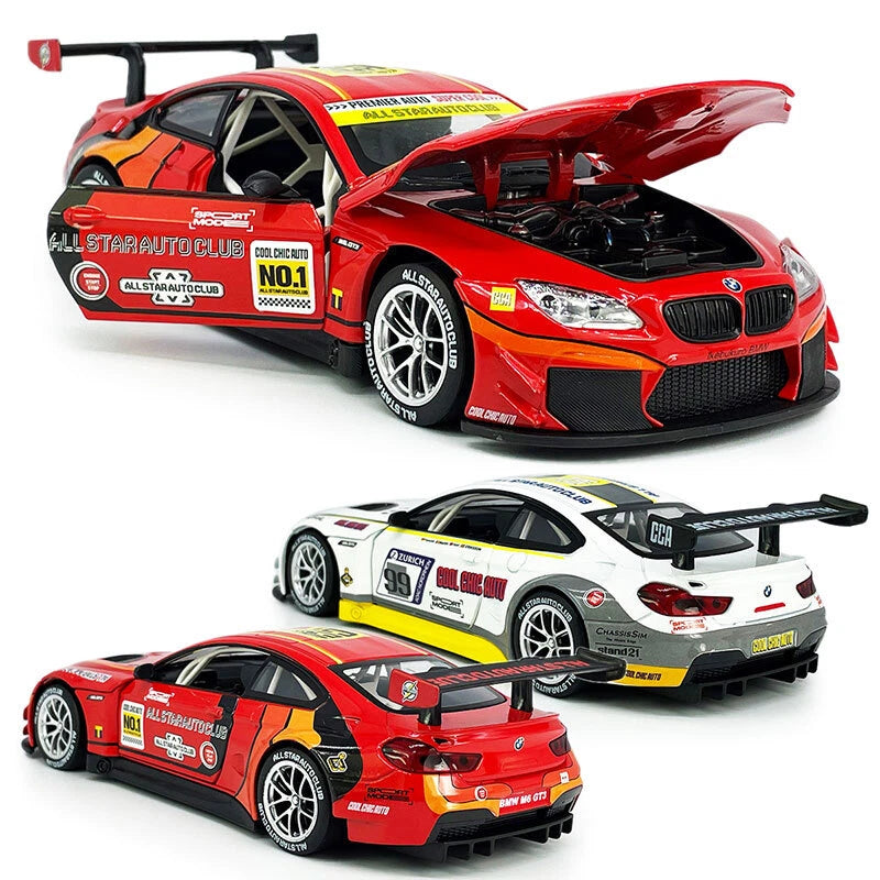 1:24 M6 GT3 Model Car Diecast Toy Cars Toys for Boys Kids Gifts Light Sound