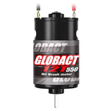Black cylindrical RC brushed motor, 'GLOBALACT 27T 550' label