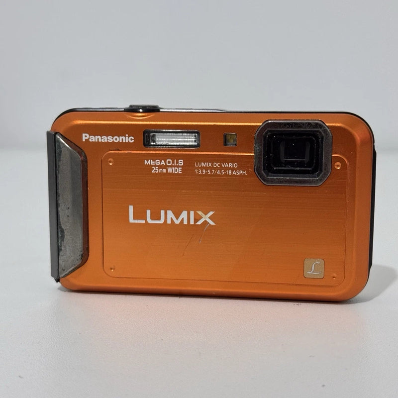 Panasonic Lumix DMC-TS20 Orange Compact Digital Camera TESTED AS IS NO POWER?