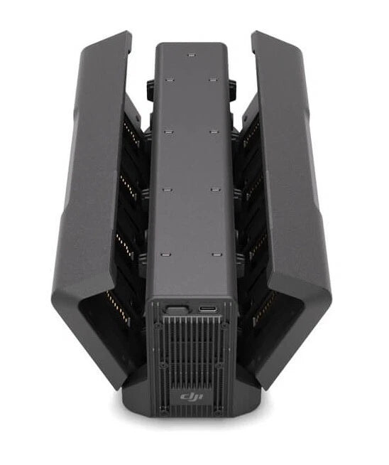 DJI charging hub dock for TB51 batteries with central battery slots and side stands