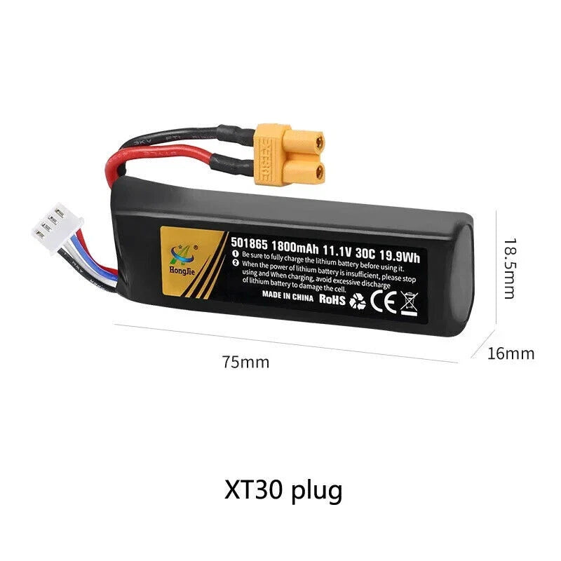 11.1V 1800mAh rechargeable Li-Po Battery XT30 Plug for RC Electronic water toys Battery