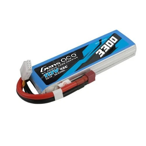 3300mAh 3S 45C 11.1V Gens ace Lipo Battery Pack with Deans Plug Battery
