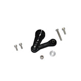Black servo horn and tie rod hardware kit with screws, washers, and small bearing