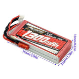 FMS part 7.4V 2S 1300mAh 20C LiPo Battery JST plug RC model airplane Lipolymer