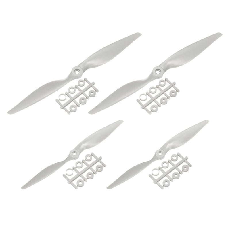 RC drone propellers set with adapter rings, light gray, 4 blades