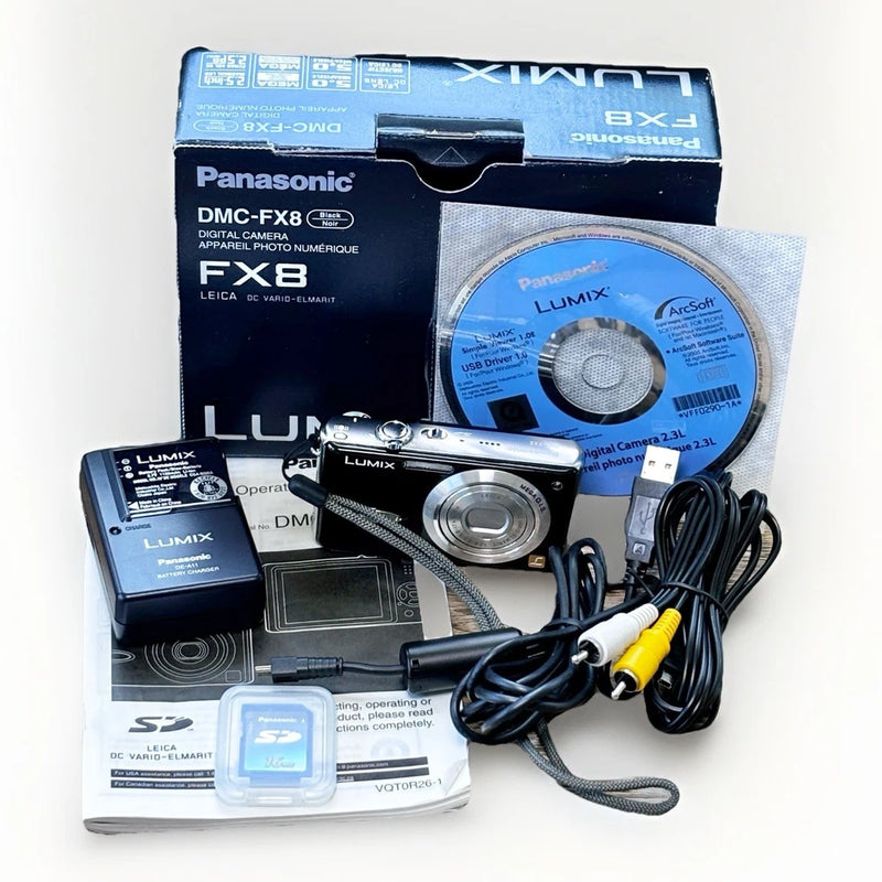 Panasonic Digital Camera Lumix DMC FX8 5MP Charge, Battery, SD Card,cables