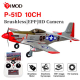 Red and gray P-51D RC airplane with HD camera and 6-axis gyro, EPP foam body.