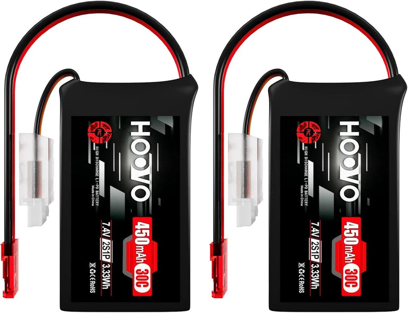 2S LiPo Battery 7.4V 450mAh 30C Battery Pack with JST Plug for RC Helicopter