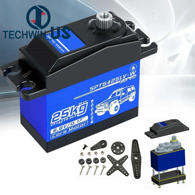 Waterproof SPT5425LV-W 25KG Metal Gear Steering Servo For 1:8 1:10 RC Car Boat