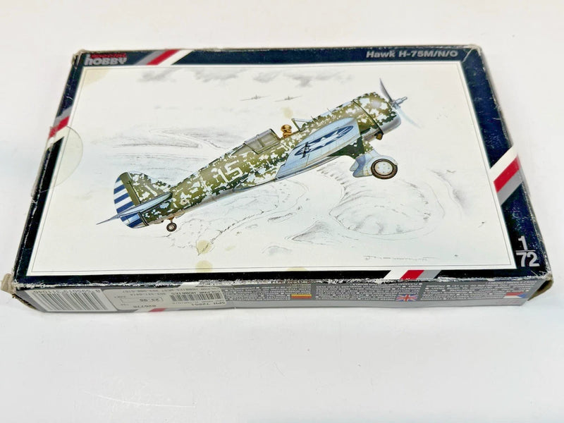 1/72 scale aircraft model kit box with Hawk H-75M/N/O artwork