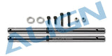 RC helicopter main shaft set with two black shafts, screws, and washers