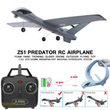 Grey RC glider airplane with remote controller, 2.4GHz, ready-to-fly