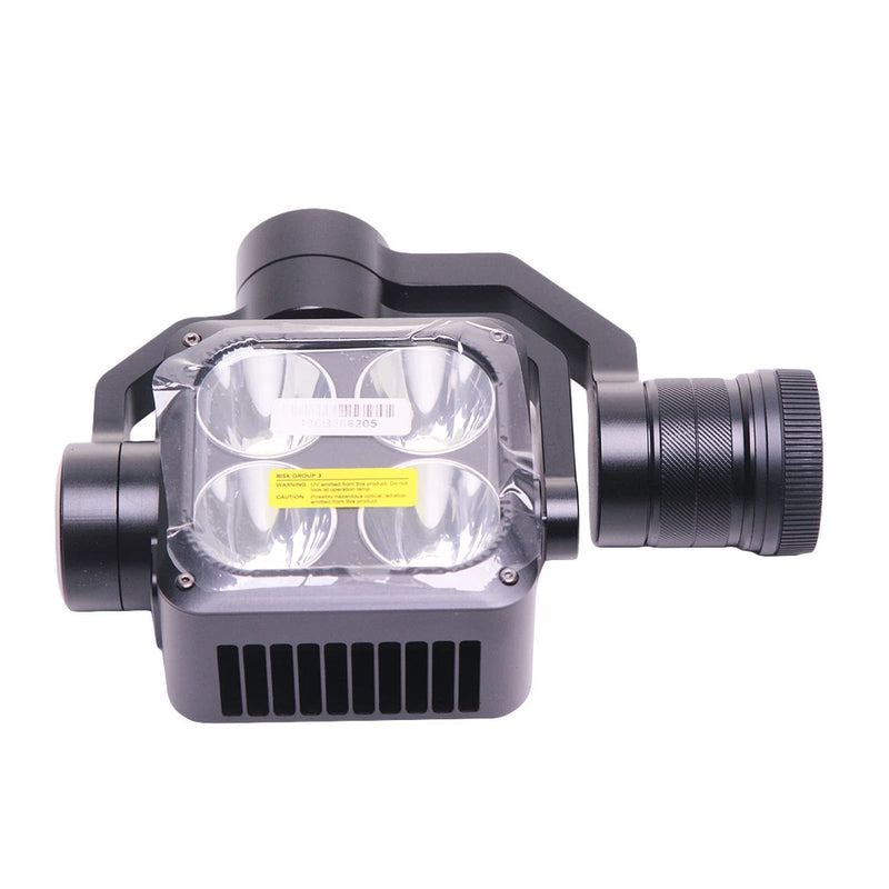 DJI gimbal spotlight with front lens and focus knob, dark gray housing