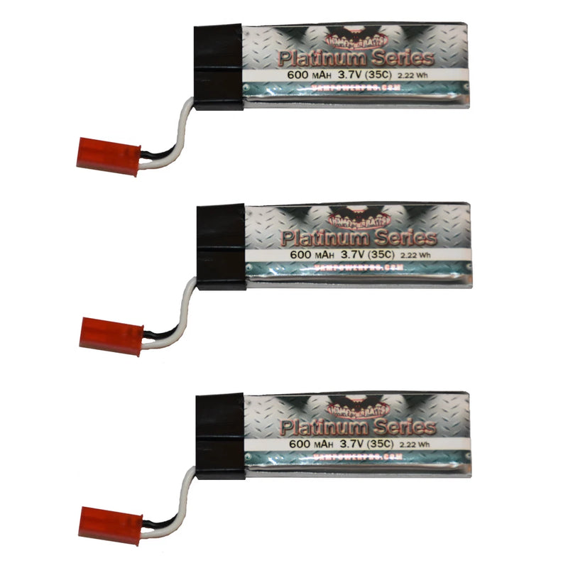 Vampowerpro Platinum Series (3) 600mAh 1S (3.7v) 35C Lipo Battery x3 w/ JST conn Battery