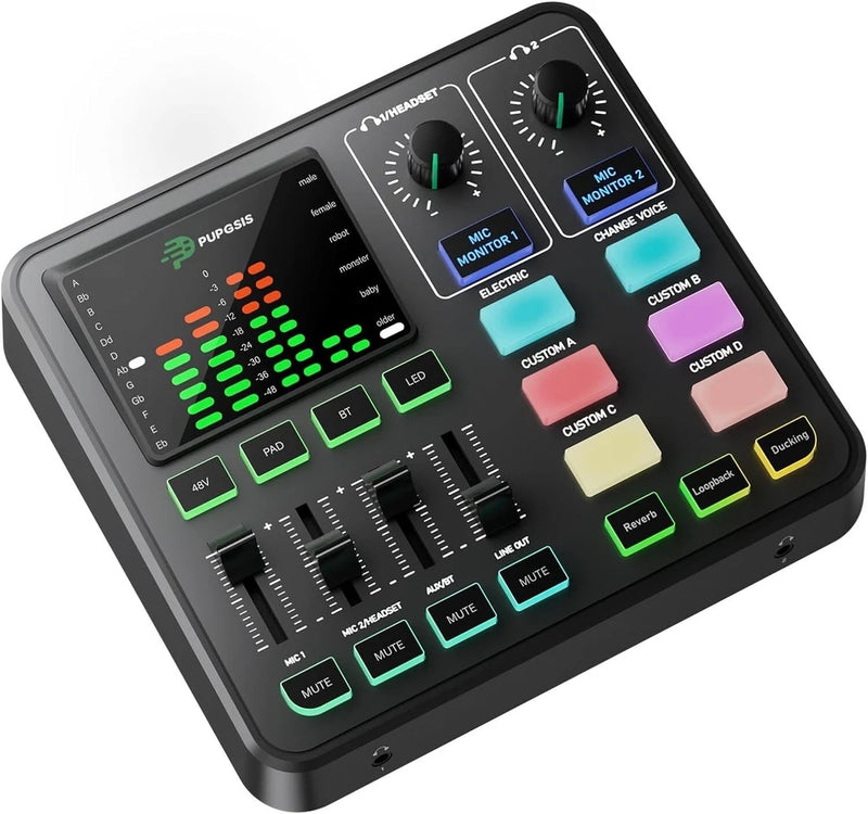 Audio Interface for PC/Podcast/Streaming, Sound Board with 3.5mm/XLR Mic Input