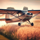 Piper J3 Cub 34" RC airplane kit, laser-cut balsa wings on grass runway