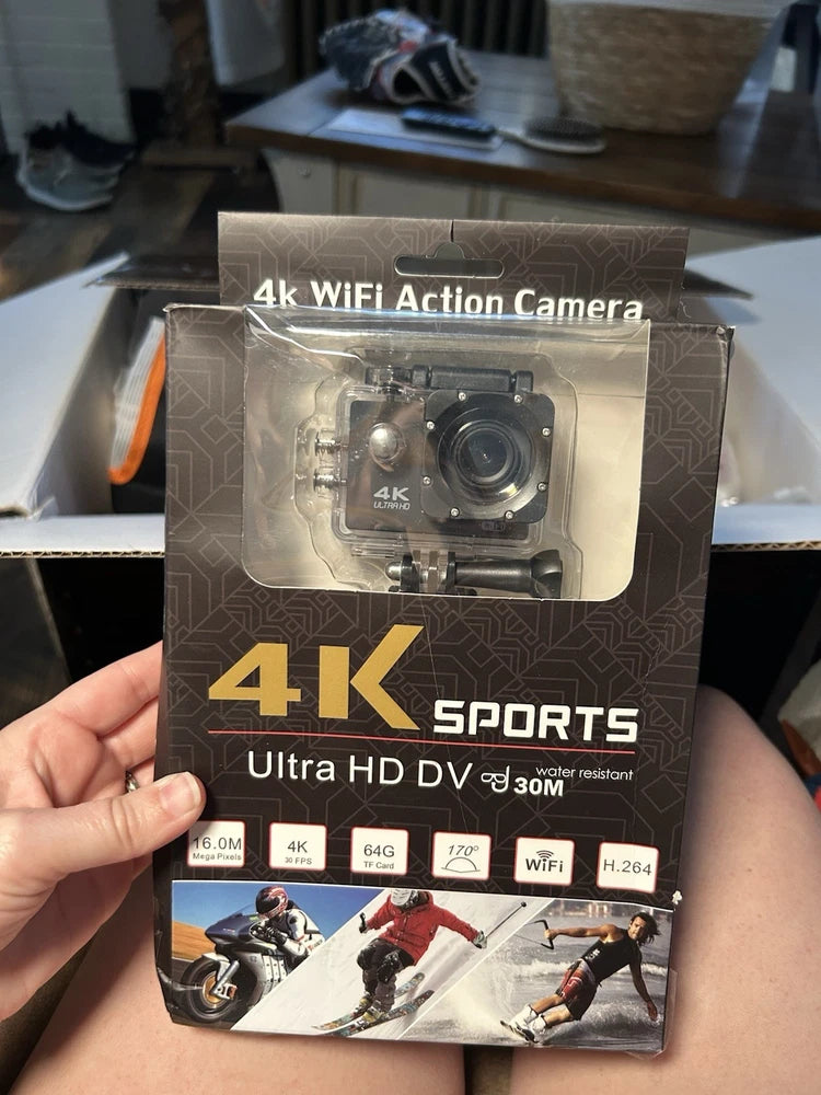 4K Sports Ultra HD DV Action Camera 16.0 MP Wi-Fi Water-Resistant Black
