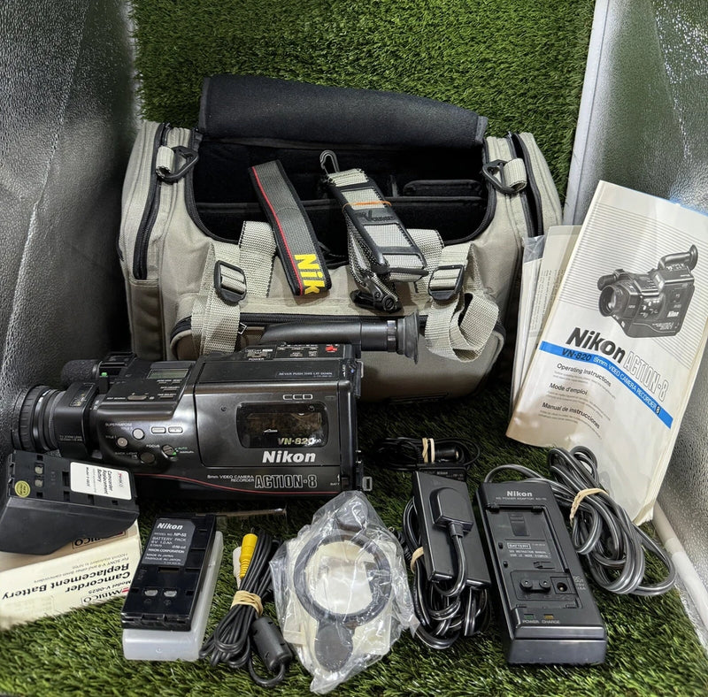 Nikon VN-820 8mm Video Camera Recorder Action-8 w/ Accessories *UNTESTED