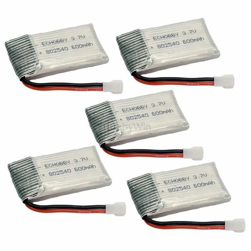 5PCS 3.7V 600mAh 25C LiPo Battery XH2.54 plug for Mini RC Helicopter FPV Drone Battery