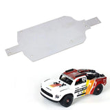 Stainless steel chassis armor plate with cutouts and mounting holes for RC car