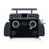 FrSky 24-channel transmitter with dual joysticks and front accessory ports, no battery/receiver.